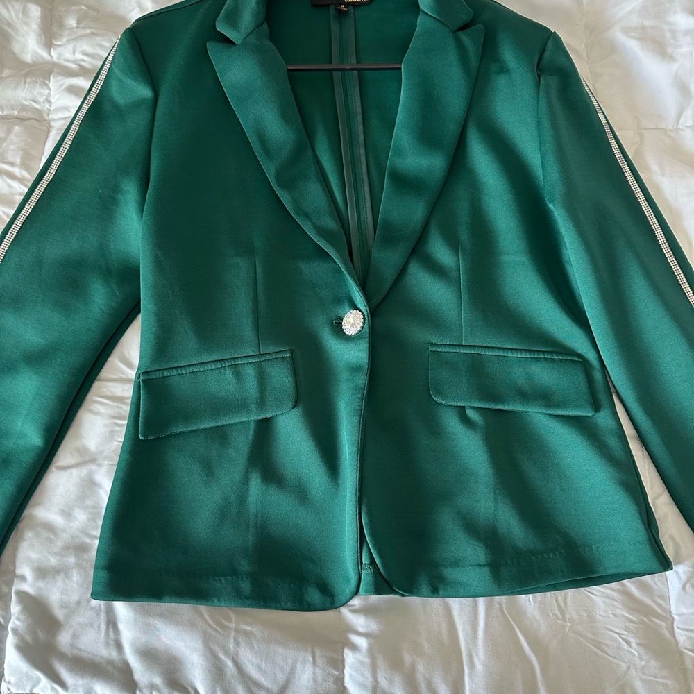 M.STUDIO Teal Women's Blazer with Silver Accents